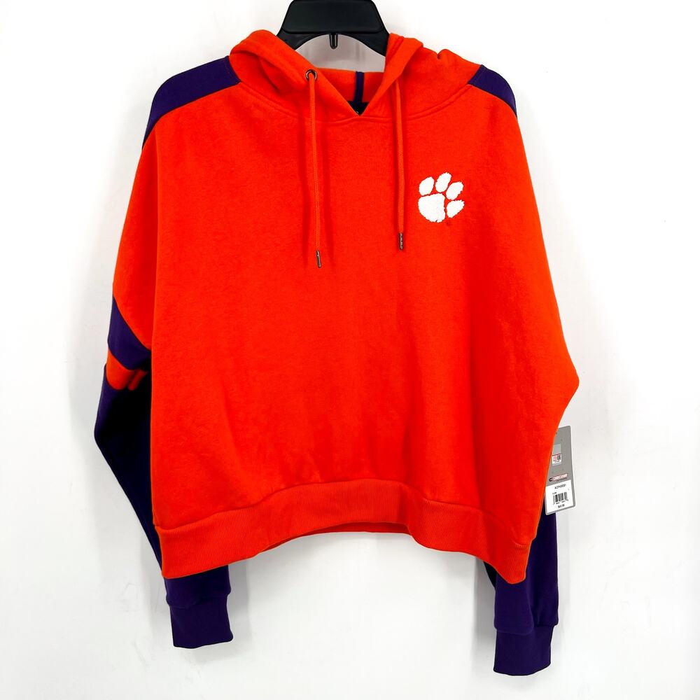 COLOSSEUM Womens Clemson Tigers Hoodie Large Orange Purple Sweatshirt NWT